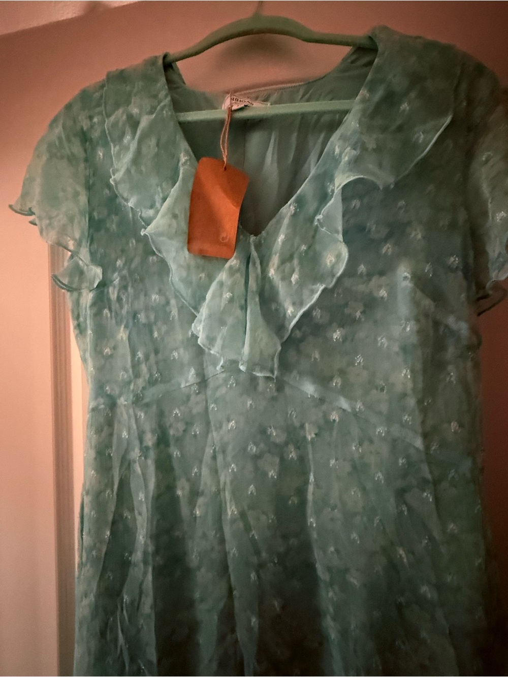 Rihoas soft aqua Blue Floral Maxi Dress Size M NWT